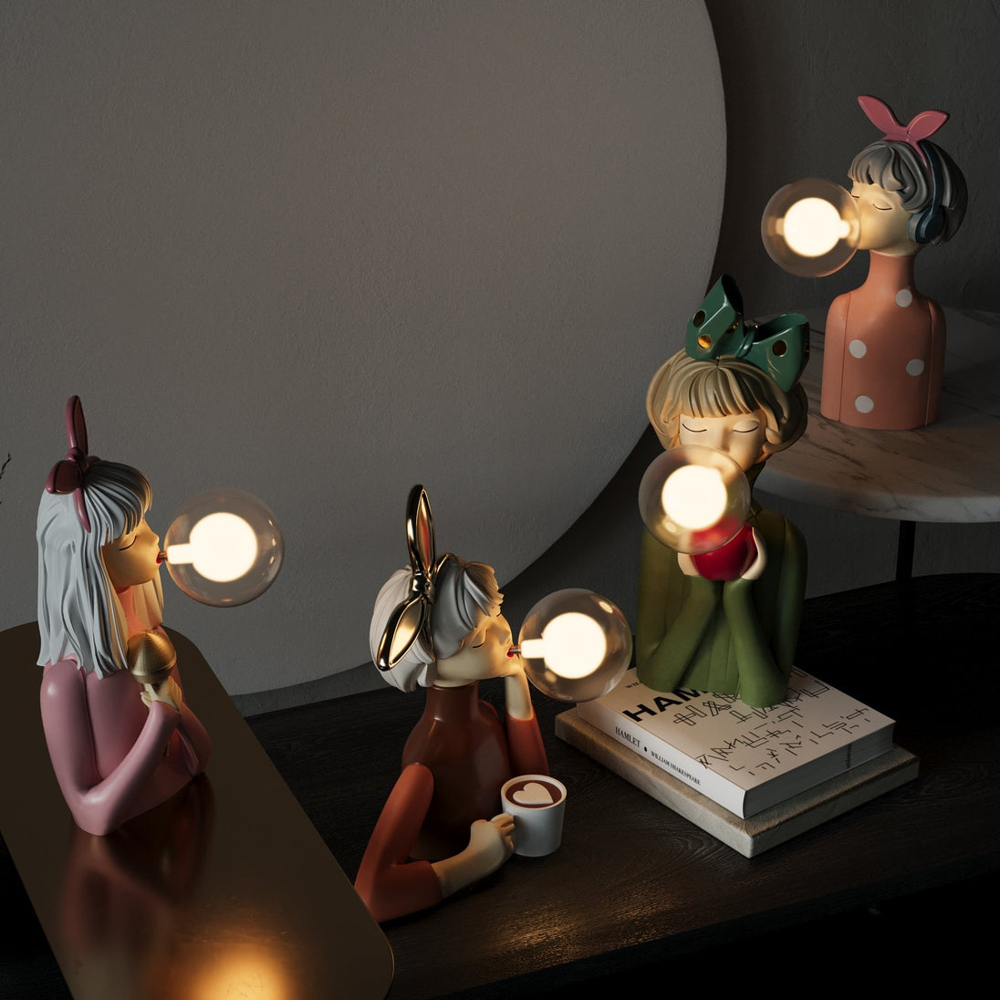 Handcrafted Wood Table Lamp with Fabric Shade