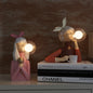 Handcrafted Wood Table Lamp with Fabric Shade