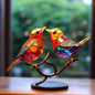Handmade Coloured Glass Bird Figurines – 2 Birds