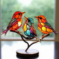 Handmade Coloured Glass Bird Figurines – 3 Birds, Style A