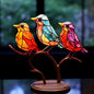 Handmade Coloured Glass Bird Figurines – 3 Birds, Style B