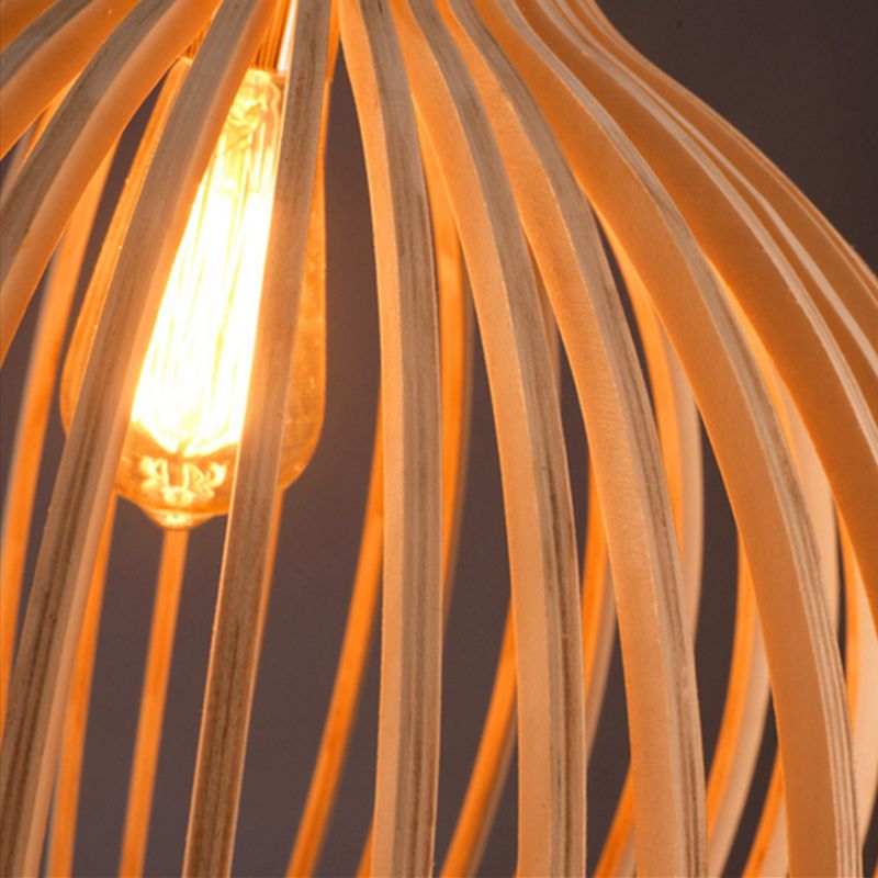 Handmade Wooden Pendant Light in natural wood