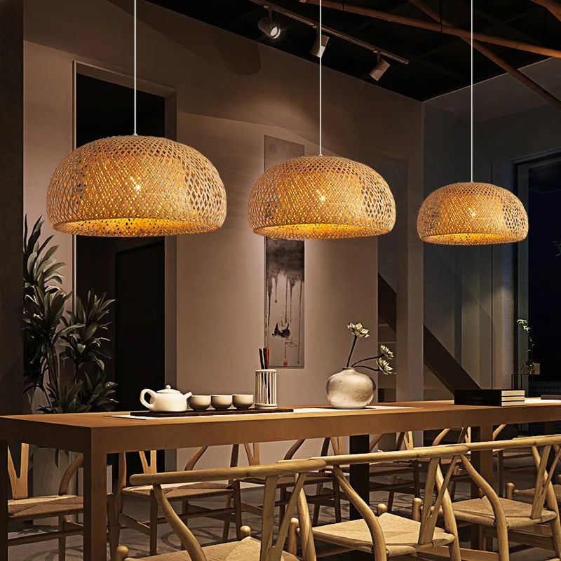 Bamboo and Rattan Pendant Light – detail view