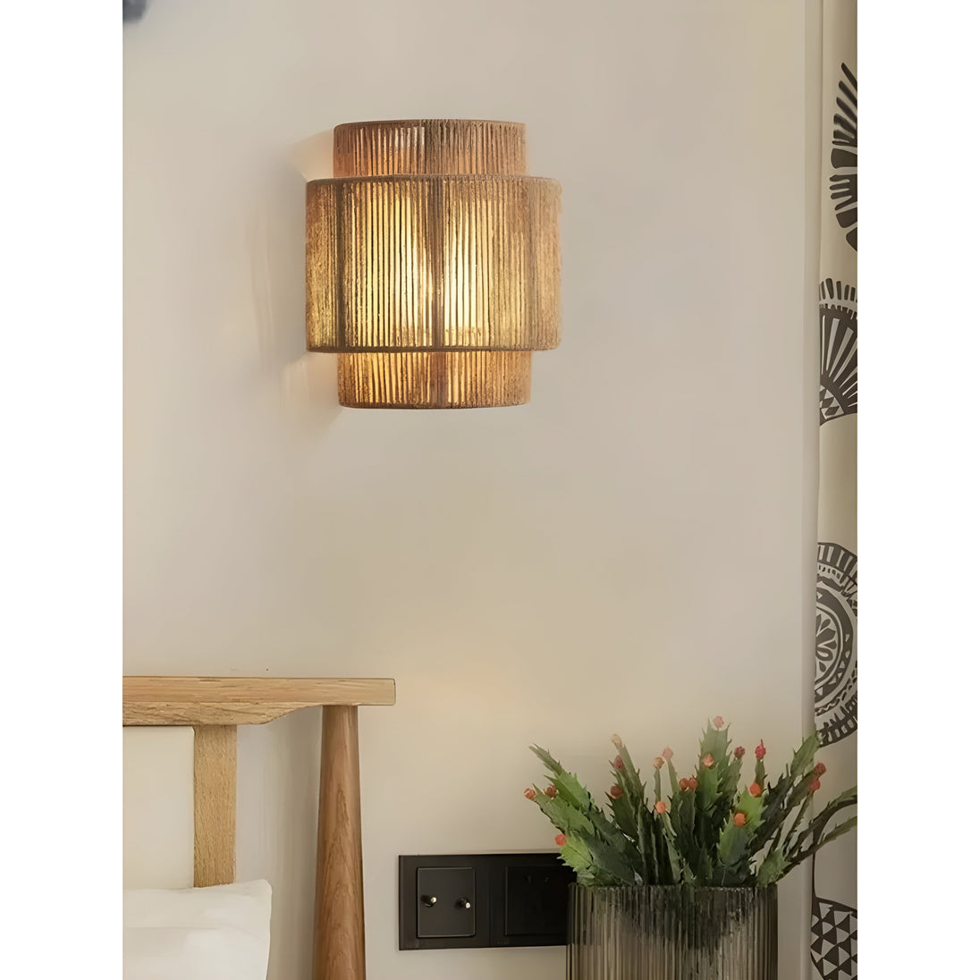 Handwoven Rattan Wall Light