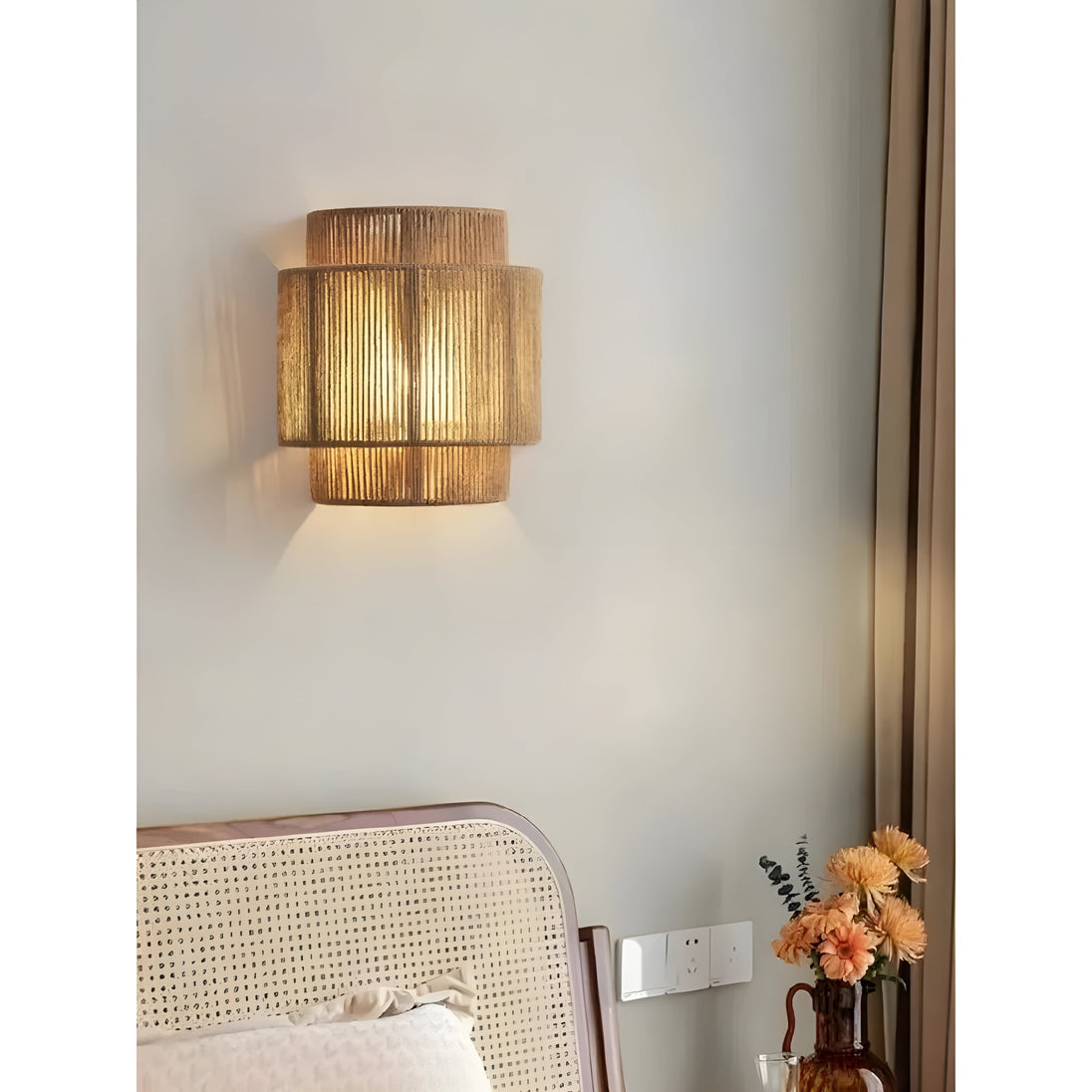 Handwoven Rattan Wall Light