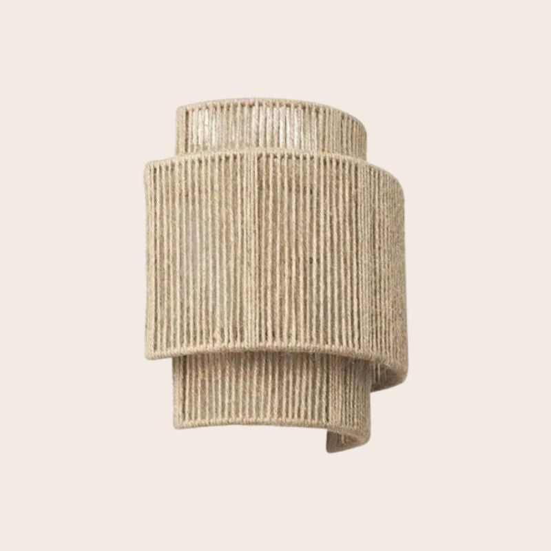 Handwoven Rattan Wall Light in Beige