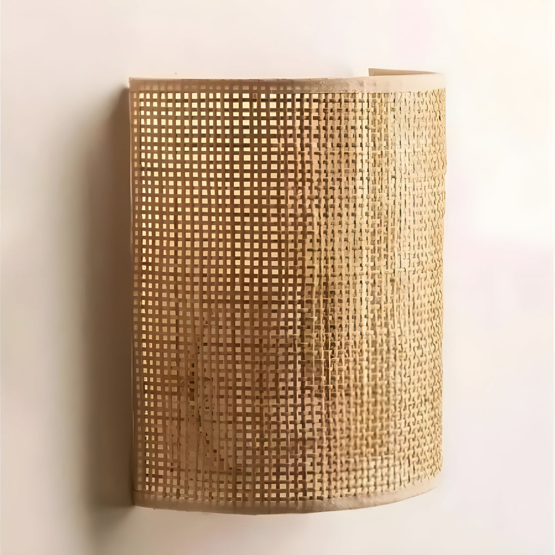Handwoven Rattan Wall Light in Light Brown