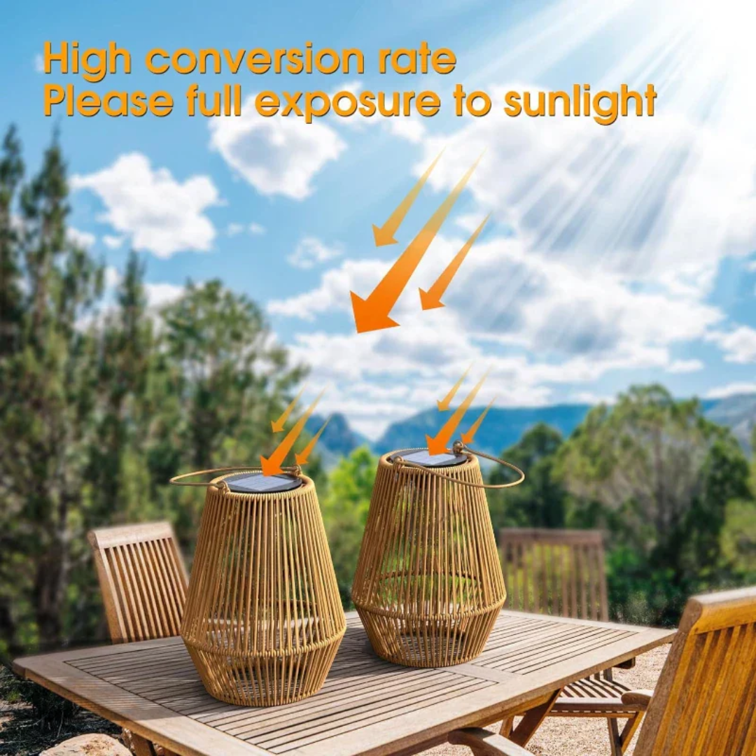 Handwoven Solar Garden Lantern