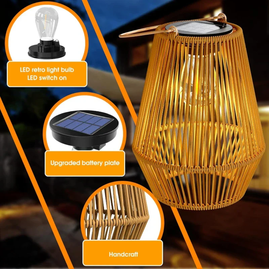 Handwoven Solar Garden Lantern
