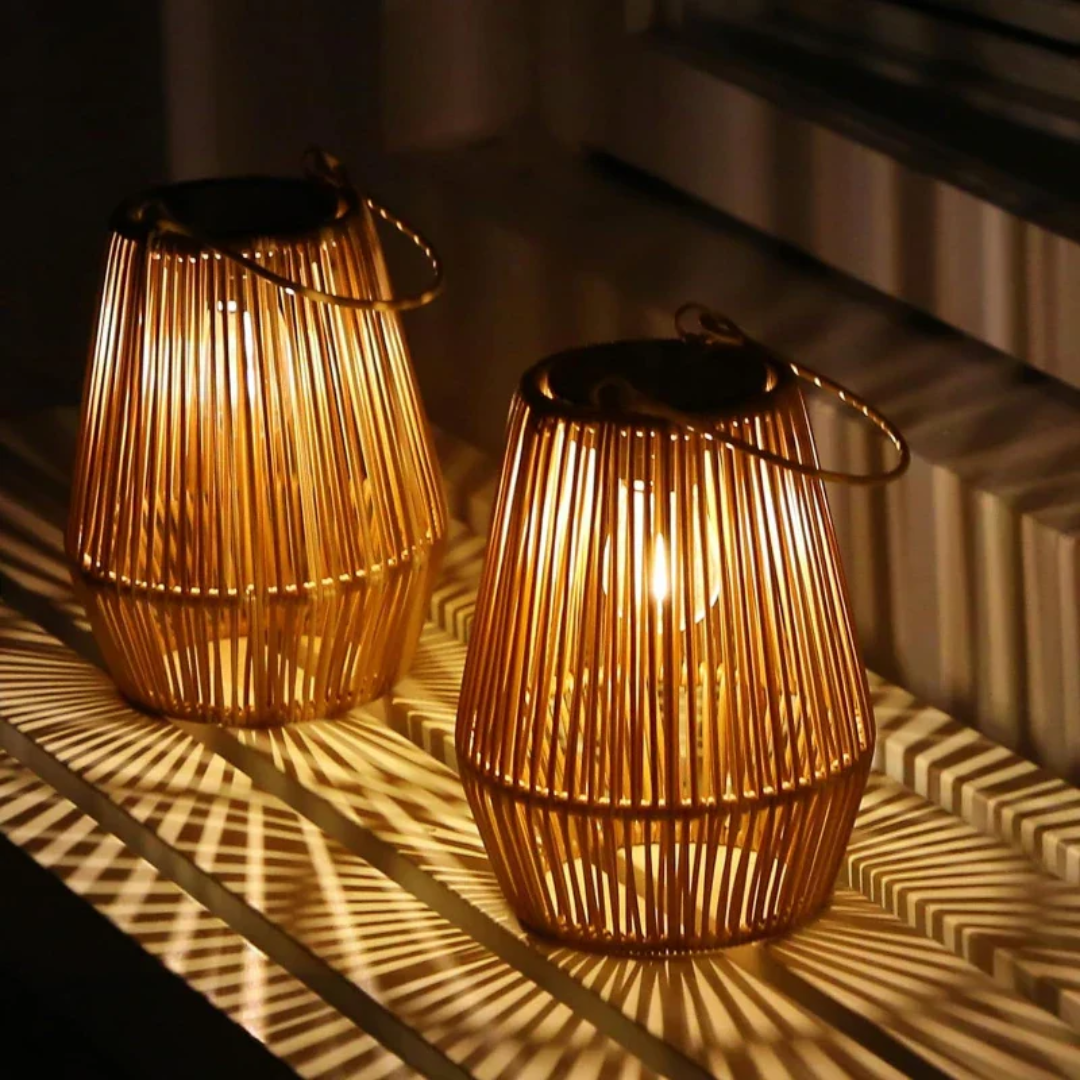 Handwoven Solar Garden Lantern