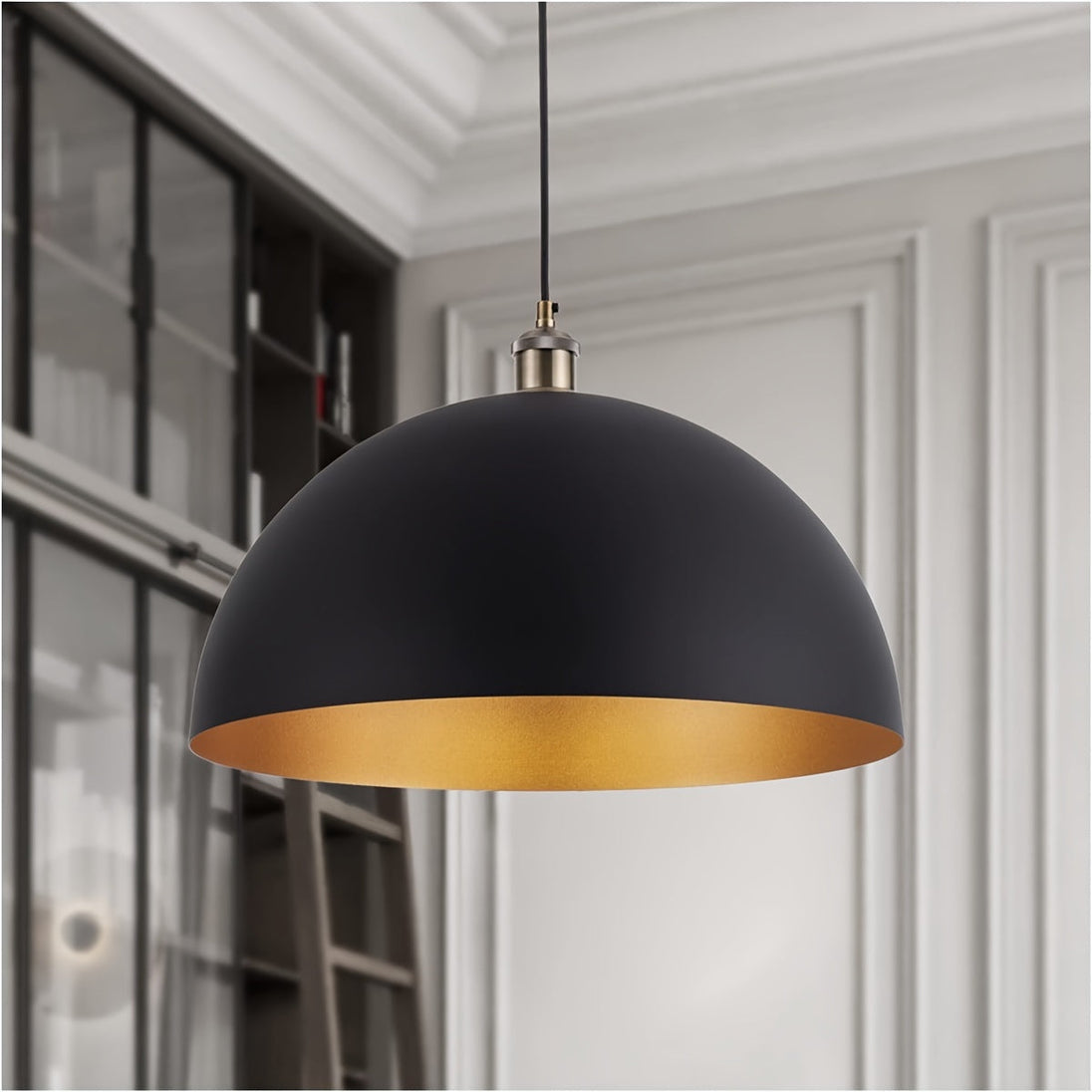 Industrial Iron Dome Pendant Light – close-up