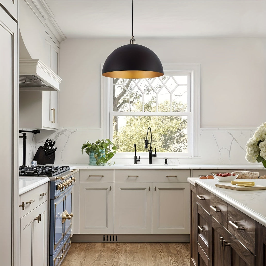 Industrial Iron Dome Pendant Light – in a room setting