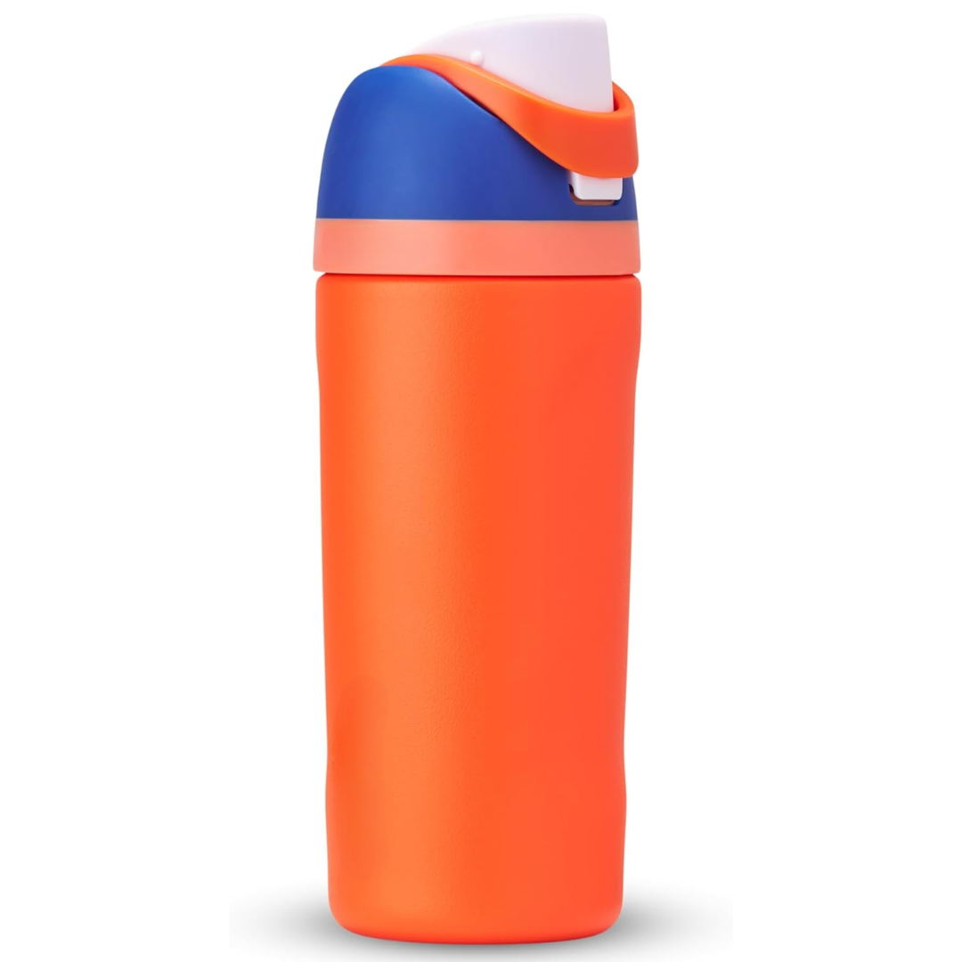 Insulated Stainless Steel Water Bottle with Straw in Orange