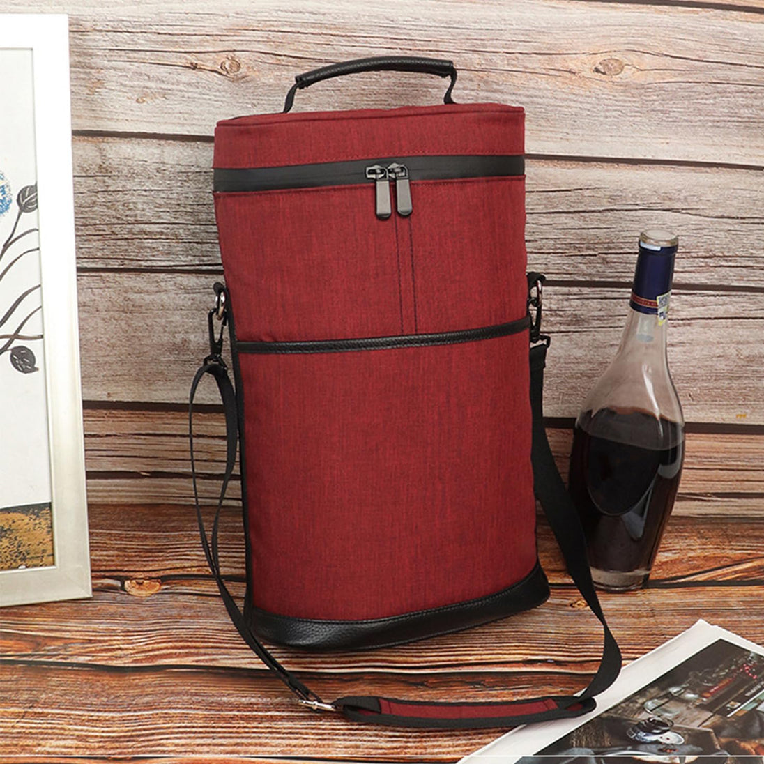 Insulated Two-Bottle Wine Carrier Bag