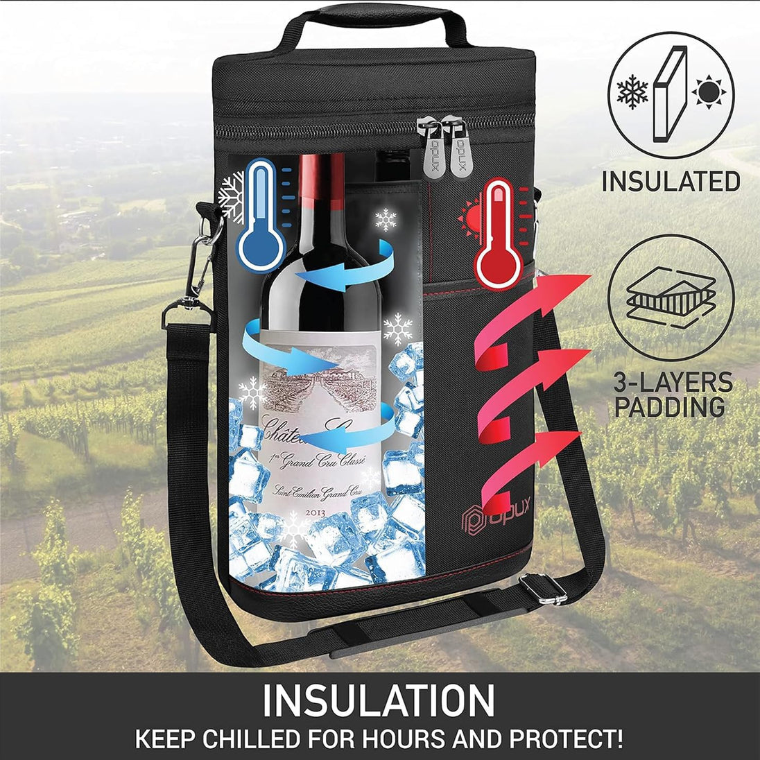 Insulated Two-Bottle Wine Carrier Bag