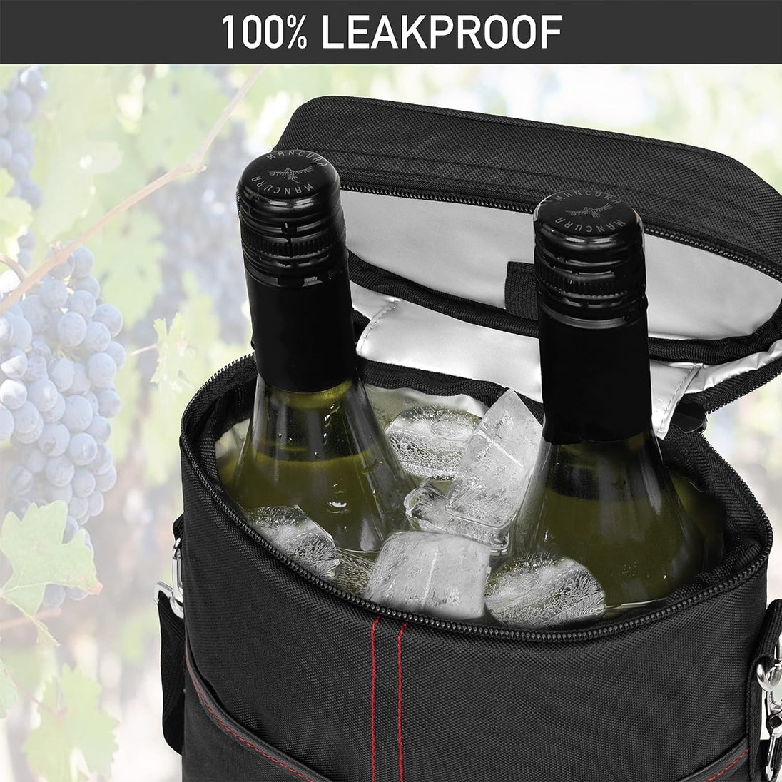Insulated Two-Bottle Wine Carrier Bag