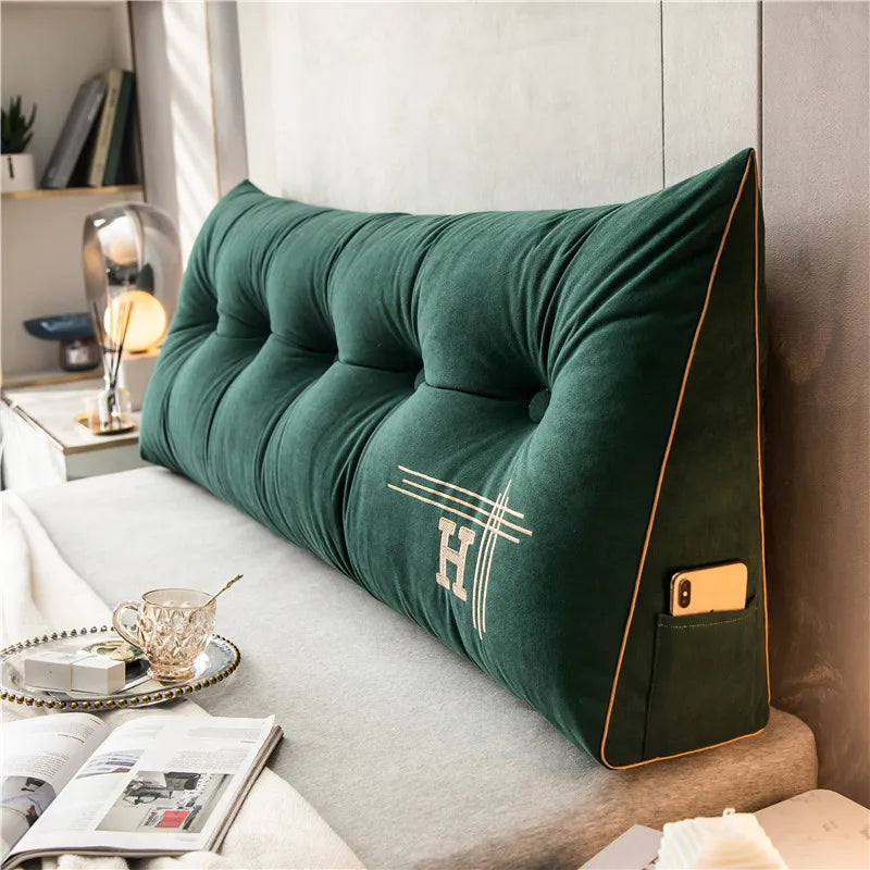 Large Plush Reading Pillow in Dark Green