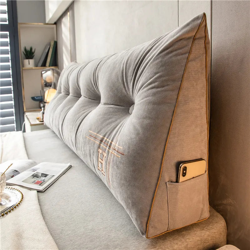 Large Plush Reading Pillow in Grey