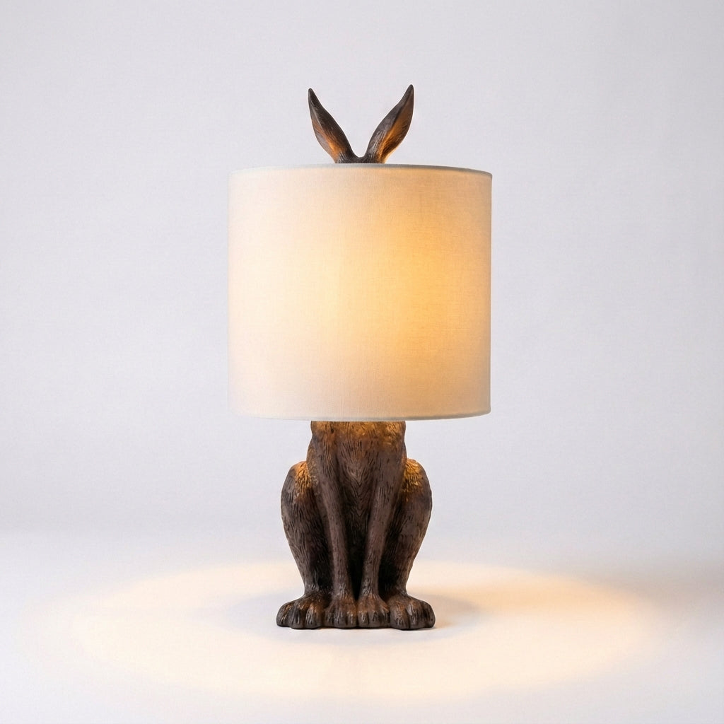 Masked Animal Sculpture Table Lamp in Black