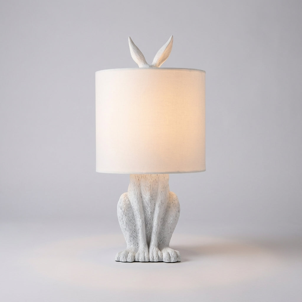 Masked Animal Sculpture Table Lamp in White