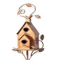 Metal Birdhouse on Garden Stake, double roof house