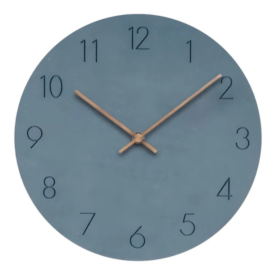 Minimalist Round Wall Clock in Blue