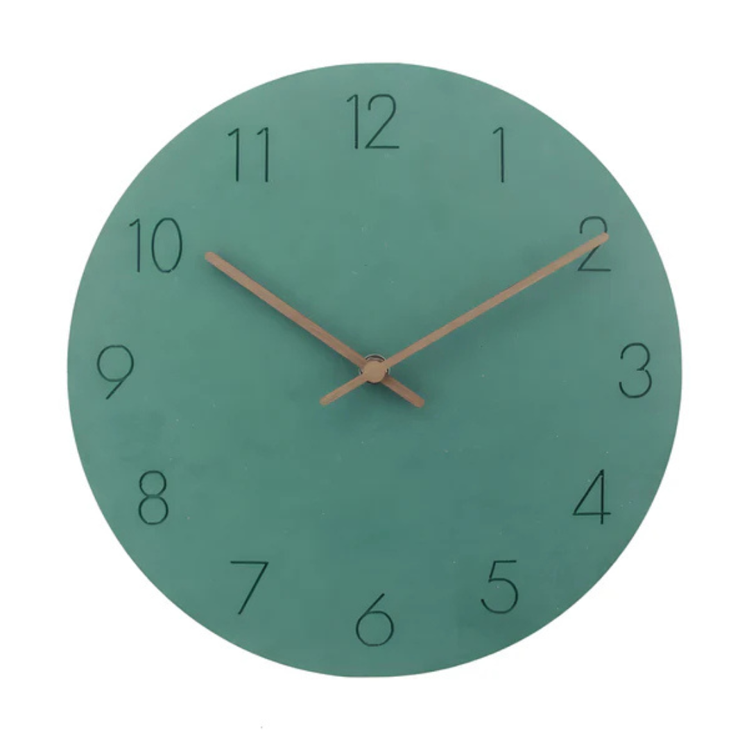 Minimalist Round Wall Clock in Green
