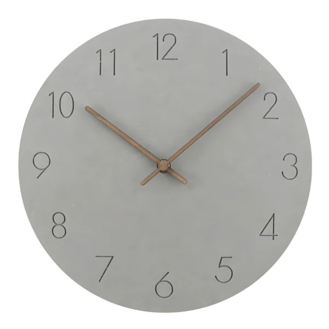 Minimalist Round Wall Clock in Grey