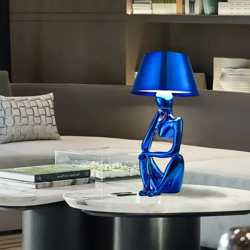 Modern Glass and Metal Table Lamp – Blue, Style A
