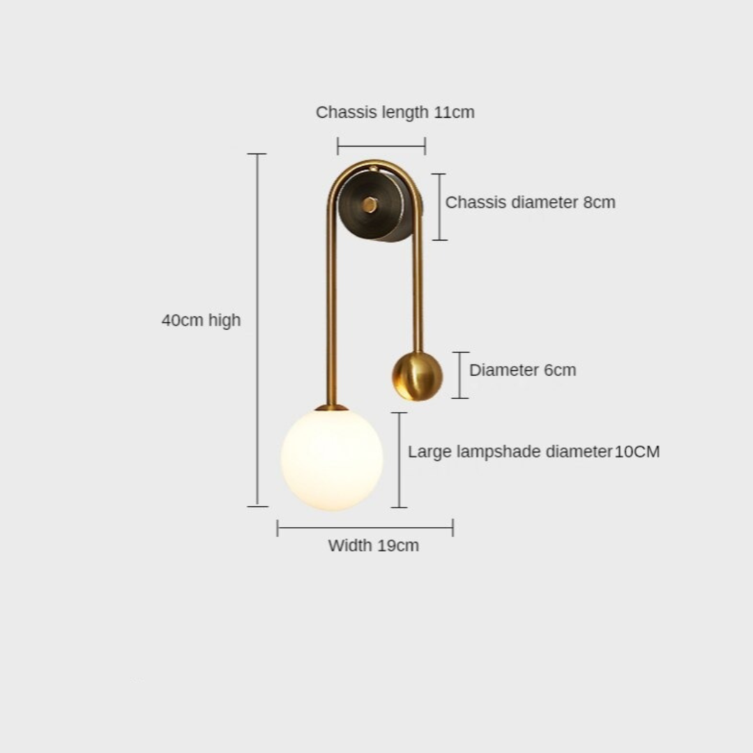 Modern Nordic gold wall sconce with glass globe shade