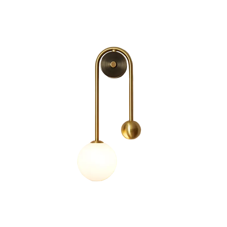 Modern Nordic gold wall sconce with glass globe shade