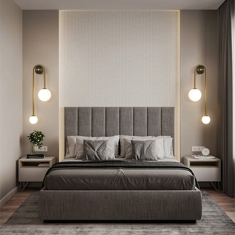 Modern Nordic gold wall sconce with glass globe shade