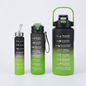 Motivational Water Bottle with Time Markings in Black/Green