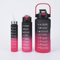 Motivational Water Bottle with Time Markings in Black/Red
