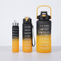 Motivational Water Bottle with Time Markings in Black/Yellow
