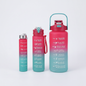 Motivational Water Bottle with Time Markings in Red/Blue