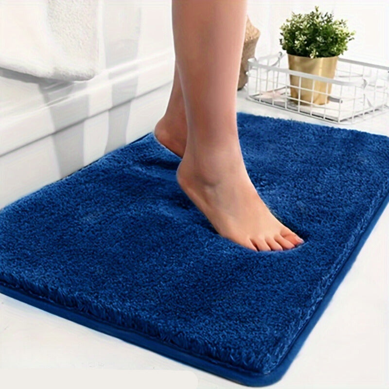 Non-Slip Geometric Bath Mat in Dark Blue