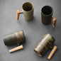 Nordic Ceramic Latte Mug with Wooden Handle