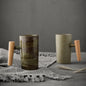 Nordic Ceramic Latte Mug with Wooden Handle