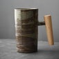 Nordic Ceramic Latte Mug with Wooden Handle in Landslide
