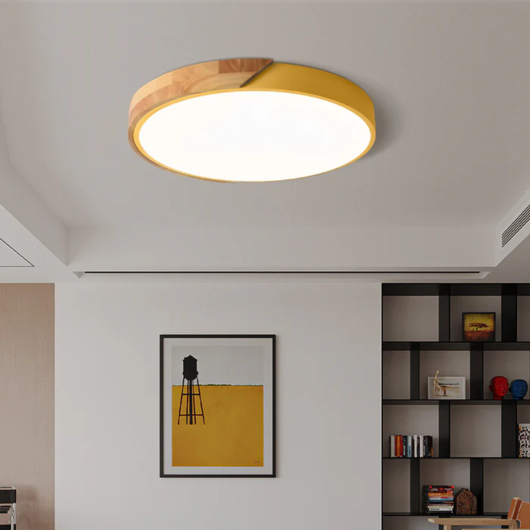 Metal and Wood LED Ceiling Light – styled view