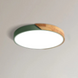 Metal and Wood LED Ceiling Light in Green