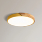 Metal and Wood LED Ceiling Light in Yellow