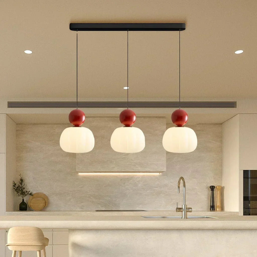 Pumpkin Glass Pendant Light – full view
