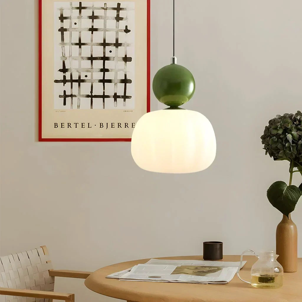 Pumpkin Glass Pendant Light – styled view