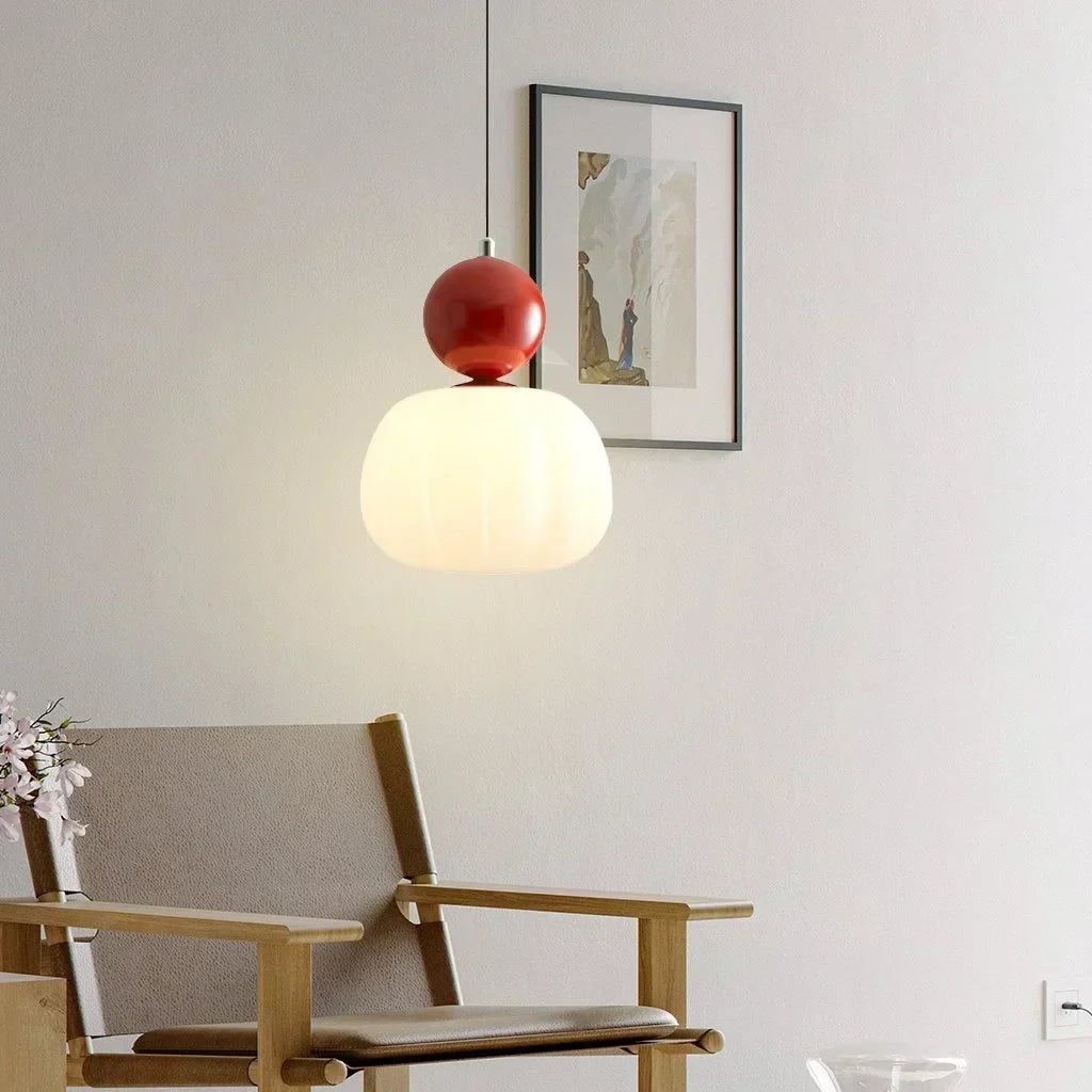 Pumpkin Glass Pendant Light – alternative angle