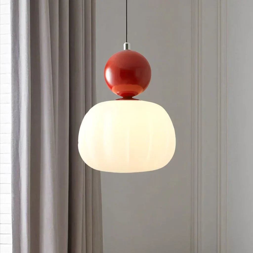 Pumpkin Glass Pendant Light in Red