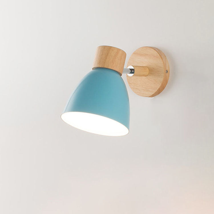 Wood and Iron Wall Sconce in Blue