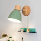 Wood and Iron Wall Sconce in Green