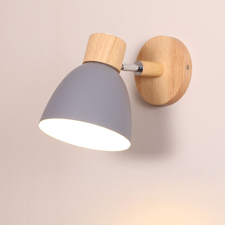Wood and Iron Wall Sconce in Grey